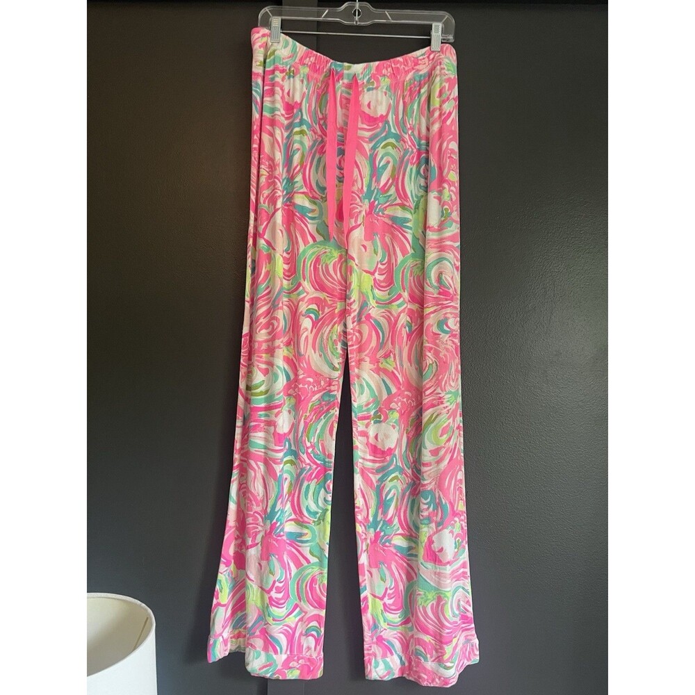 Lilly Pulitzer Knit PJ Pant Womens L Large Lillys Favorite Things Swirl Pajamas